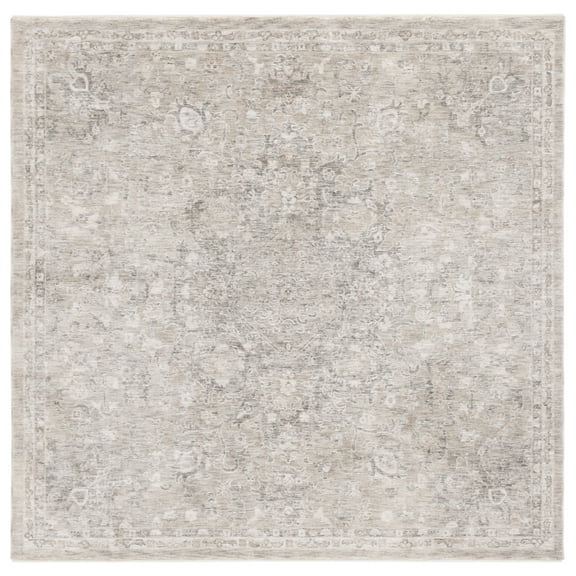 SAFAVIEH Mason Mia Medallion Polyester Area Rug, Beige/Dark Gray, 6'3" x 6'3" Square