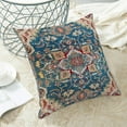 thumbnail image 4 of Boho Pillow Covers 20x20 Set of 2, Ethnic Design Boho Decorative Throw Pillows Linen Blue Red Carpet Pattern Farmhouse Bohemian Cushion Pillow Covers for Sofa Couch Outdoor Decor, 4 of 6