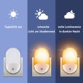 thumbnail image 2 of Paquete de 2 luces nocturnas que se conectan a la pared con sensor de fotocélula de atardecer a amanecer, luz nocturna para bebés, ideal para niños, dormitorio infantil, baño, cocina, pasillo, escaleras, etc. Zhivalor OTTO-HJW-0604, 2 of 5