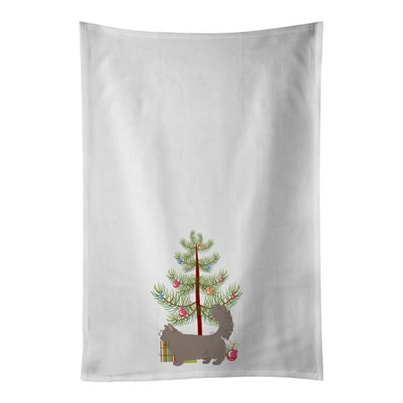 

Skookum #2 Cat Merry Christmas White Kitchen Towel Set of 2 19 in x 28 in