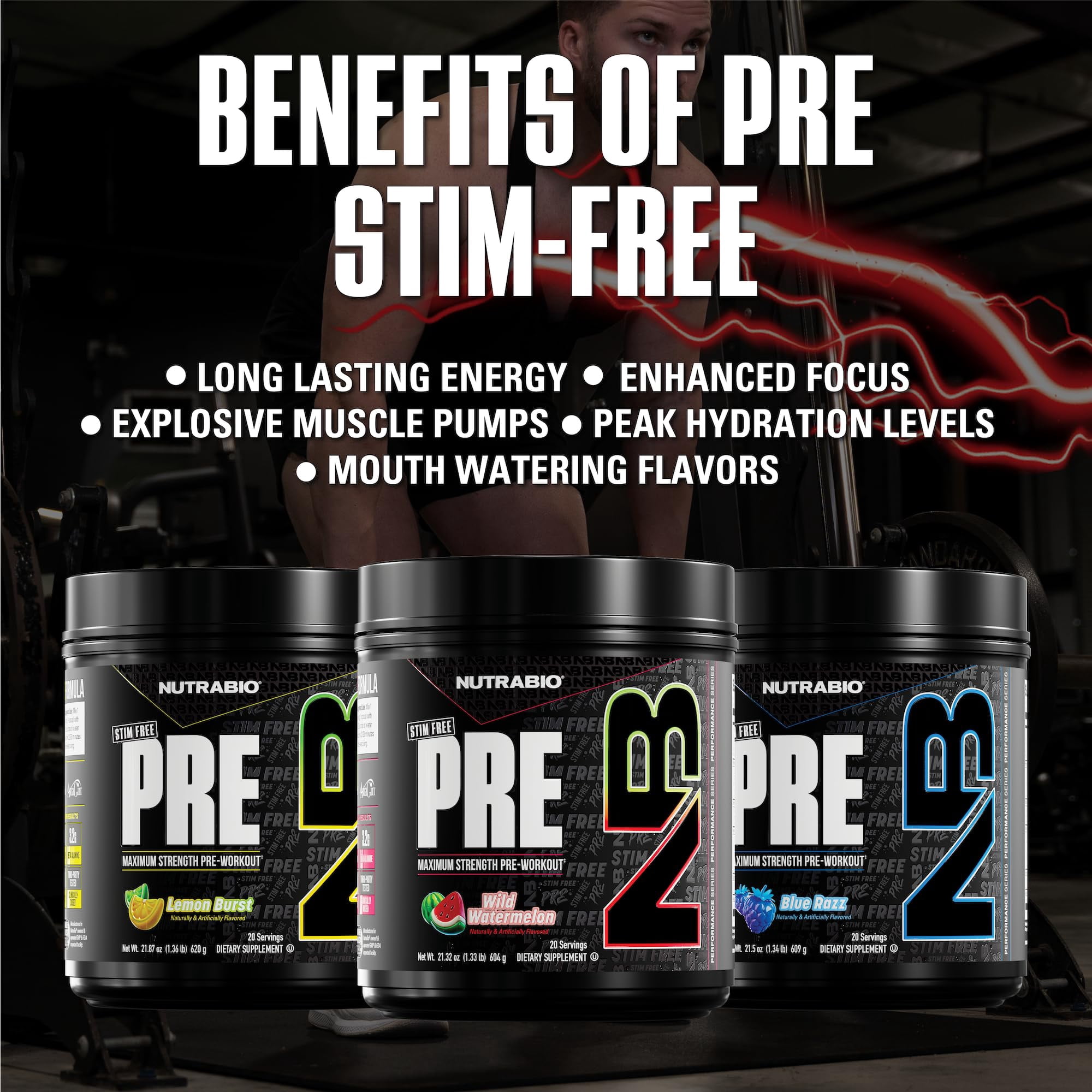 NutraBio STIM-Free PRE Workout for Men, New Formula | Laser Focus, Extreme Pumps | Performance, Endurance | 10g Citrulline, Beta Alanine, Nitrates, Nootropics, Electrolytes - 20 Servings Watermelon
