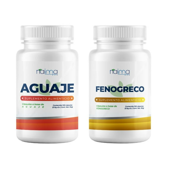 Kit de Fenogreco y Aguaje 100 Cápsulas por Frasco, NAIMA