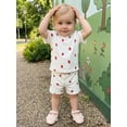 thumbnail image 4 of BemeyourBBs Toddler Baby Girl Summer Clothes Strawberry Outfits Cute Print Crew Neck Short Sleeve T-Shirts Elastic Waist Shorts Set 2Pcs Toddler Girls Summer Outfit, 4 of 9
