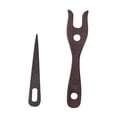 thumbnail image 1 of GUOOL 2 Pieces Knitting Fork and Eye Needle Kit Braid Wood Lucet Fork Braided Tool Deep Brown, 1 of 9