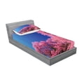 thumbnail image 2 of Ambesonne Nature Fitted Sheet & Pillow Sham Set, Cherry Blossom Trees, Twinxl, Fuchsia Blue, 2 of 2
