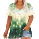 thumbnail image 1 of Tamaño Más Manga Corta Tops para la Impresión de Cuello en V de las Mujeres, Color Sólido Base de Verano Blusa Casual, 1 of 7