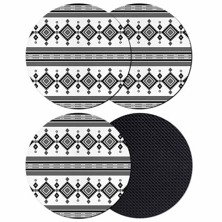 White Boho Southwestern Coasters Set of 4 Absorbent Coasters for Drinks Vintage Ethnic Tribes Zigzag Art Coaster for Desk Coffee Table Protection Home Decor House Warming Gifts 4
