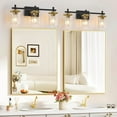 thumbnail image 3 of Pynsseu 3-Light Black and Gold Multi Mounting Position LED Vanity Light with Clear Glass Shades, 3 of 7