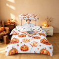 thumbnail image 3 of Homewish Halloween Pumpkin Twin Duvet Cover, Watercolor Lollipop Twin Bedding, White Orange, Pumpkin Bat Reversible 2-Piece, 1 Duvet Cover and 1 Pillowcase, 3 of 7