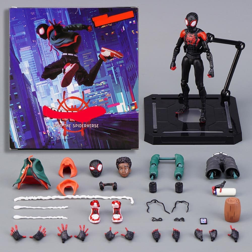 Cyinyin Spider Superhero Action Figure , Into The Spider-Verse Miles Morales Sentinel Sv-Action Figure Exclusive Super Heroes, Moveable Pvc Figure Collectible Model Figurine Statue