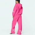 thumbnail image 6 of Bow Hoodie and Sweatpants Set for Women Bow Sweat Sets Bow Sweat Set for Women Sweat Set for Women Two Piece Bow Print Tracksuit Long Sleeve Hoodie Wide Leg Sweatpants 2 Piece Outfits, Hot Pink-L, 6 of 6
