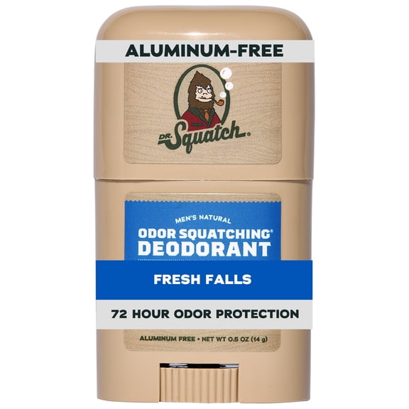 Dr. Squatch Mens Aluminum Free Deodorant, Natural Deodorant for Men Mini, Fresh Falls, 0.5 oz
