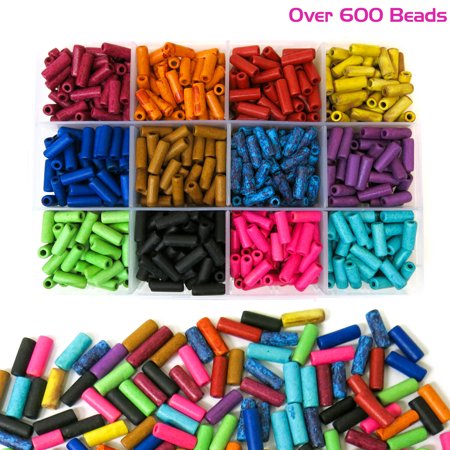 Burgundy Leather Jewelry Over 600 Ceramic Tube Beads for Jewelry Making with Free Genuine Leather Cord Necklace ()