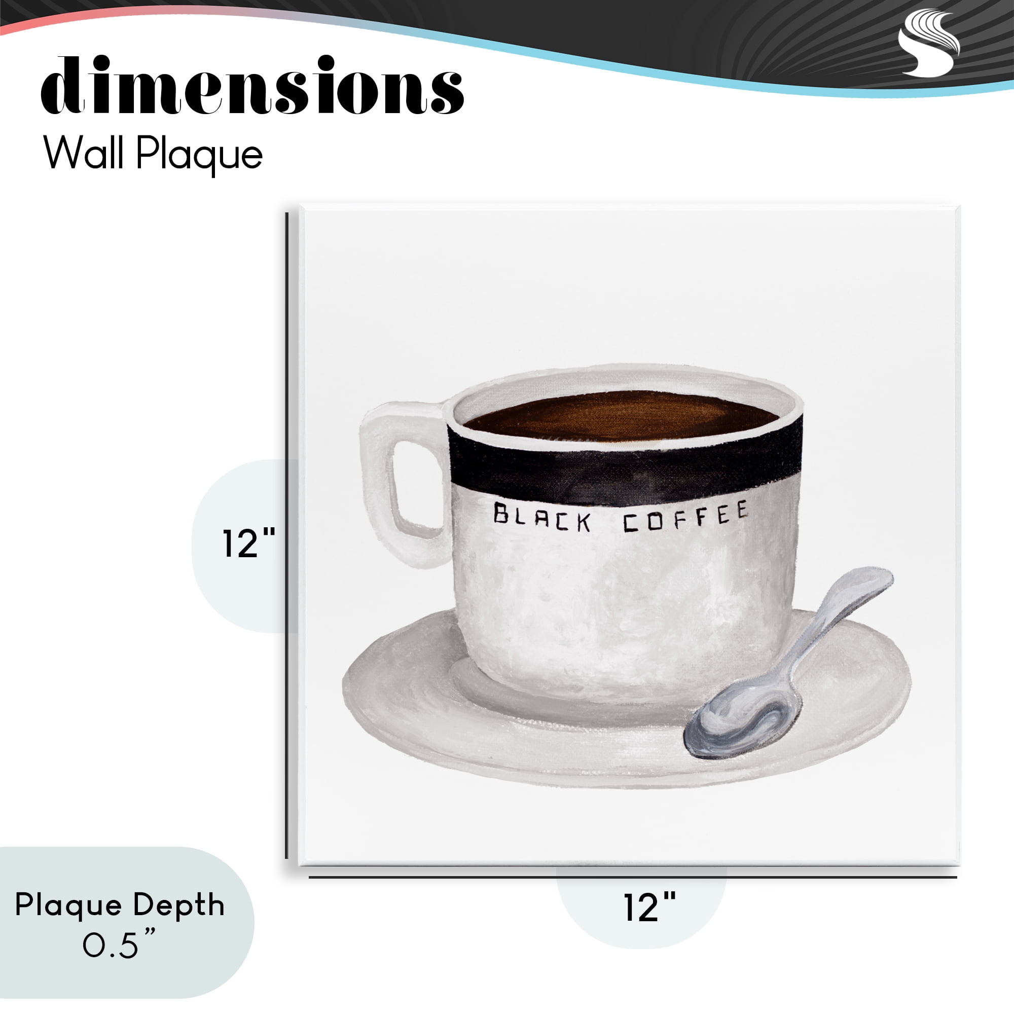 Stupell Industries Black Coffee Mug Wall Plaque Art, design by Elizabeth Medley