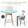 thumbnail image 6 of Zesthouse 26.8″ Swivel Counter Height Bar Stools Set of 2, Upholstered Faux Leather Bar Stools with Back and Wood Legs, Mid Century Modern Barstool Island Chairs for Kitchen Counter, Cream, 6 of 10