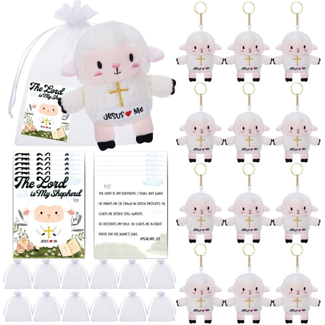 Peluche LeYoHa Christian Gifts, cordero, 12 cm, con llavero