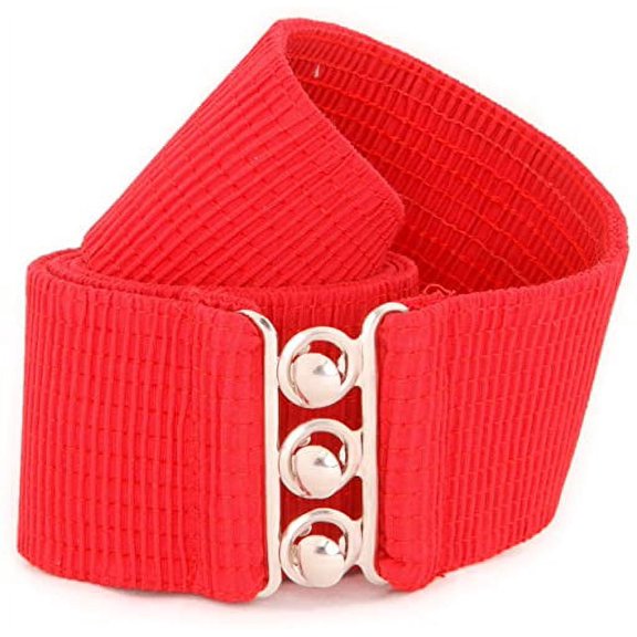 Malco Modes Luxury Vintage Child Elastic Cinch Stretch Belt Metal Hook and Eye Clasp Buckle Elastic Core Cotton Cove (Red / Small )