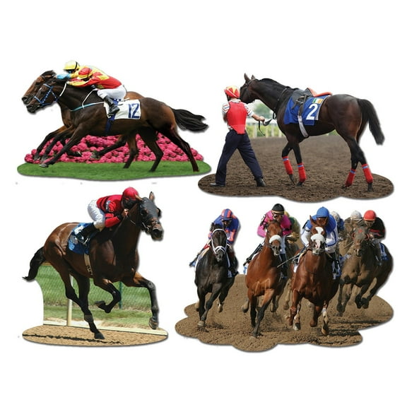 Party Central Club Pack of 48 Brown Derby Horse and Jockey Racing Cutout Decorations 14"