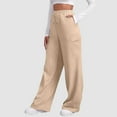 thumbnail image 2 of Hpapadks Casual Pants for Women Fleece Lined Wide Straight Leg Workout High Waist Joggers Sweatpants with Pockets Slacks for Women Khaki M, 2 of 7