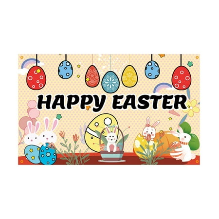 

Easter Banner Cartoon Bunny Eggs Flowers Doll Pattern Festival Yard Decoration Supplies Party Decoration Props Hot Sale Clearance