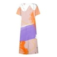 thumbnail image 4 of CHOK Robe en Lin Décontractée à Manches Courtes et Col Rond pour Femmes, Couleur Unie, Coton et Lin, Robe d'Été 2024 avec Poches, Gris, TG, 4 of 5