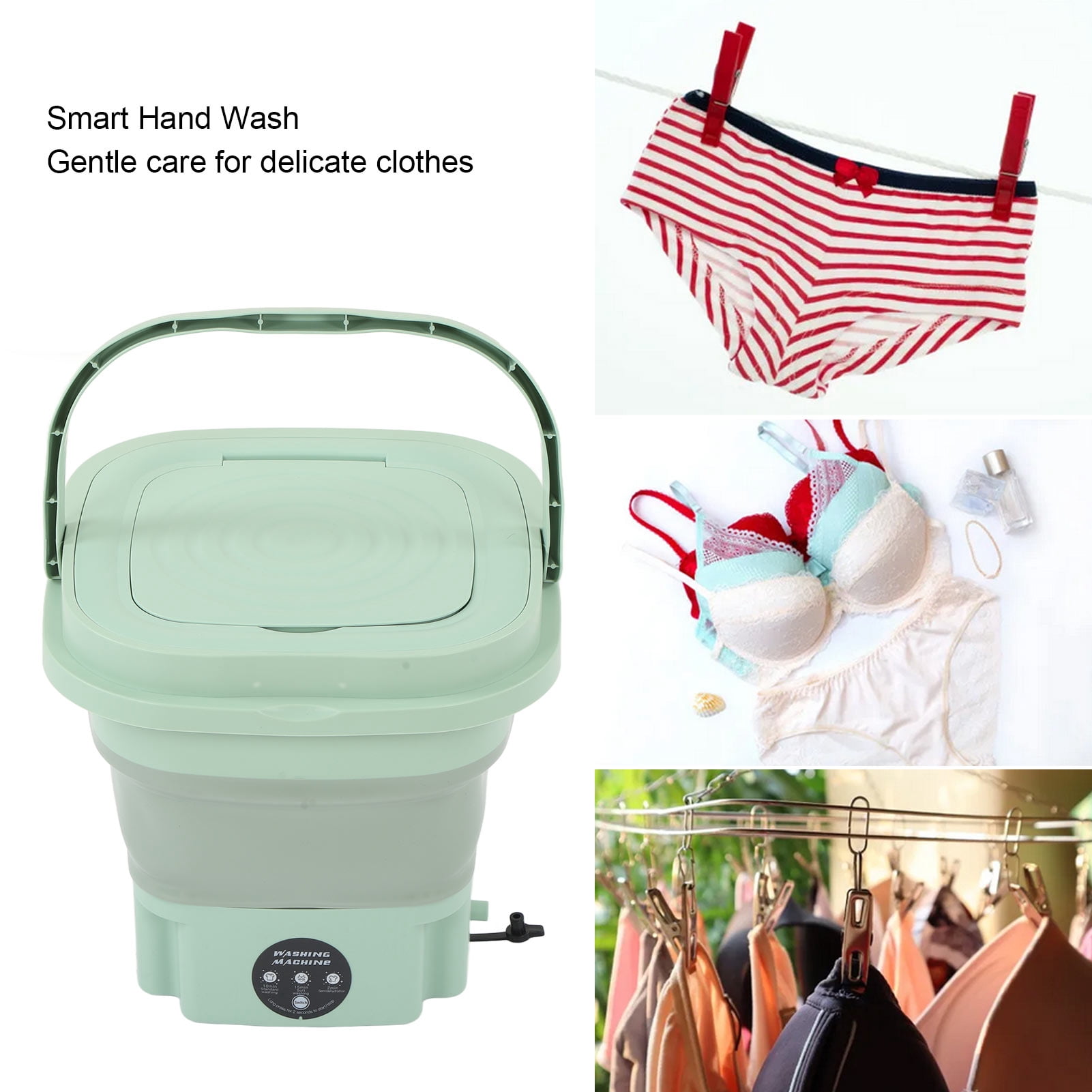Yajisi Portable Foldable Washing Machine 8L Large Capacity Low Noise Mini Small Washer for Home Apartment Travel 100-240V Mint Green 12.2 x 12.2 x 8.6 inches / 31 x 31 x 22 cm