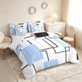 thumbnail image 2 of Manfei Geometric Blue Black Square Twin Bedding,Contemporary Simple Art Bedding Comforter Set, Reversible 7-Piece, 2 of 6