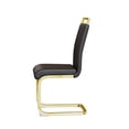thumbnail image 5 of Set of 4 Dining Chairs, Modern Chair with PU Faux Leather Upholstered, High Backrest, C-shaped Metal Leg Supports, Office Chair for Dining Room, Club, Patio, Black/Gold, 5 of 9