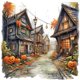 thumbnail image 1 of (JC088) Serie Paisaje Callejero Calabaza Halloween Lleno Diamantes Resina 30*30CM, 1 of 9