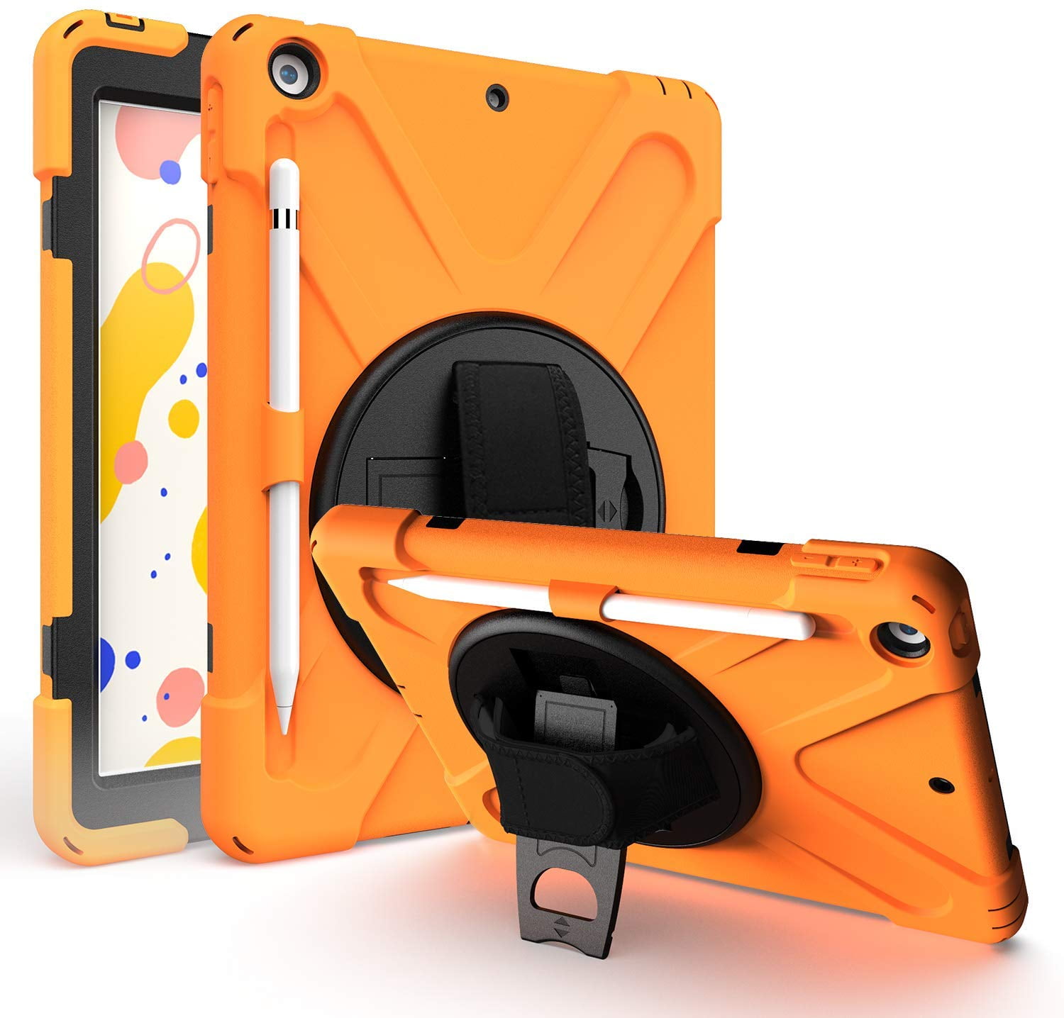 KIQ iPad Case 10.2 7/8 Heavy Duty Shield Cover Tempered Glass Screen