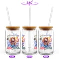 thumbnail image 2 of Watercolor Hello Winter Cocker Spaniel Chill Christmas Welcome 16oz Glass Cup Mug Cockers Dog Lover Gifts Glass Can with Bamboo Lid and Straw - 00016, 2 of 5