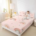 thumbnail image 3 of Manfei Boho Rainbow Queen Sheets, Star Dot Queen Sheet Sets, Light Pink, 4 Pieces, 1 Flat Sheet, 1 Fitted Sheet and 2 Pillowcases, 3 of 6