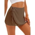 thumbnail image 3 of iEFiEL Womens Chiffon Lace-up Wrap Skirt Ballet Lyrical Dancewear Summer Solid Color Dance Training Miniskirt Light Brown M, 3 of 7