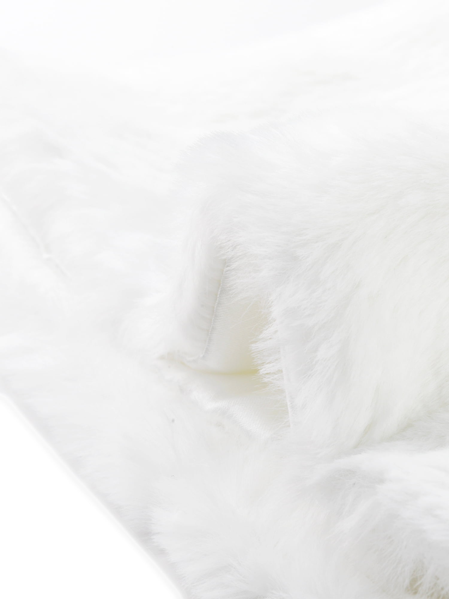 DARING DIVA Women's Faux Fur Shrug Bow Tie Front Fluffy Cropped Jacket XS White