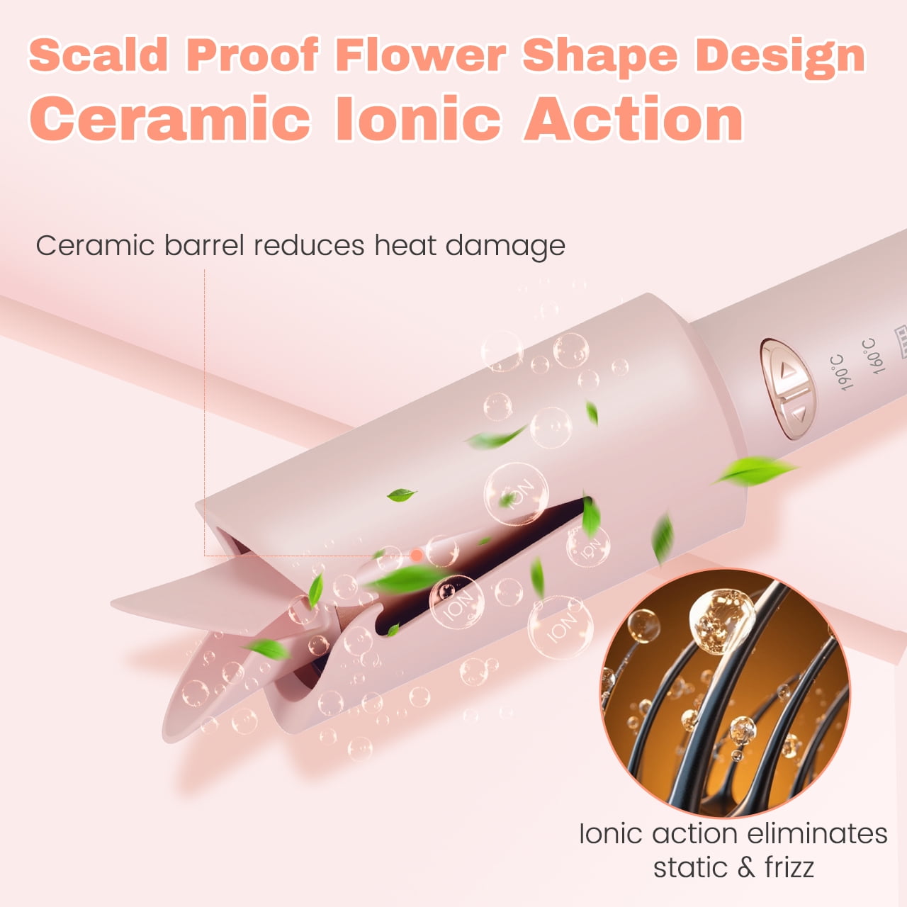 HATTEKER Automatic Rotating Curling Iron, Ceramic Tourmaline Coating Curling Iron, 25mm Automatic Curling Iron, Portable Hair Curler, USB Charging