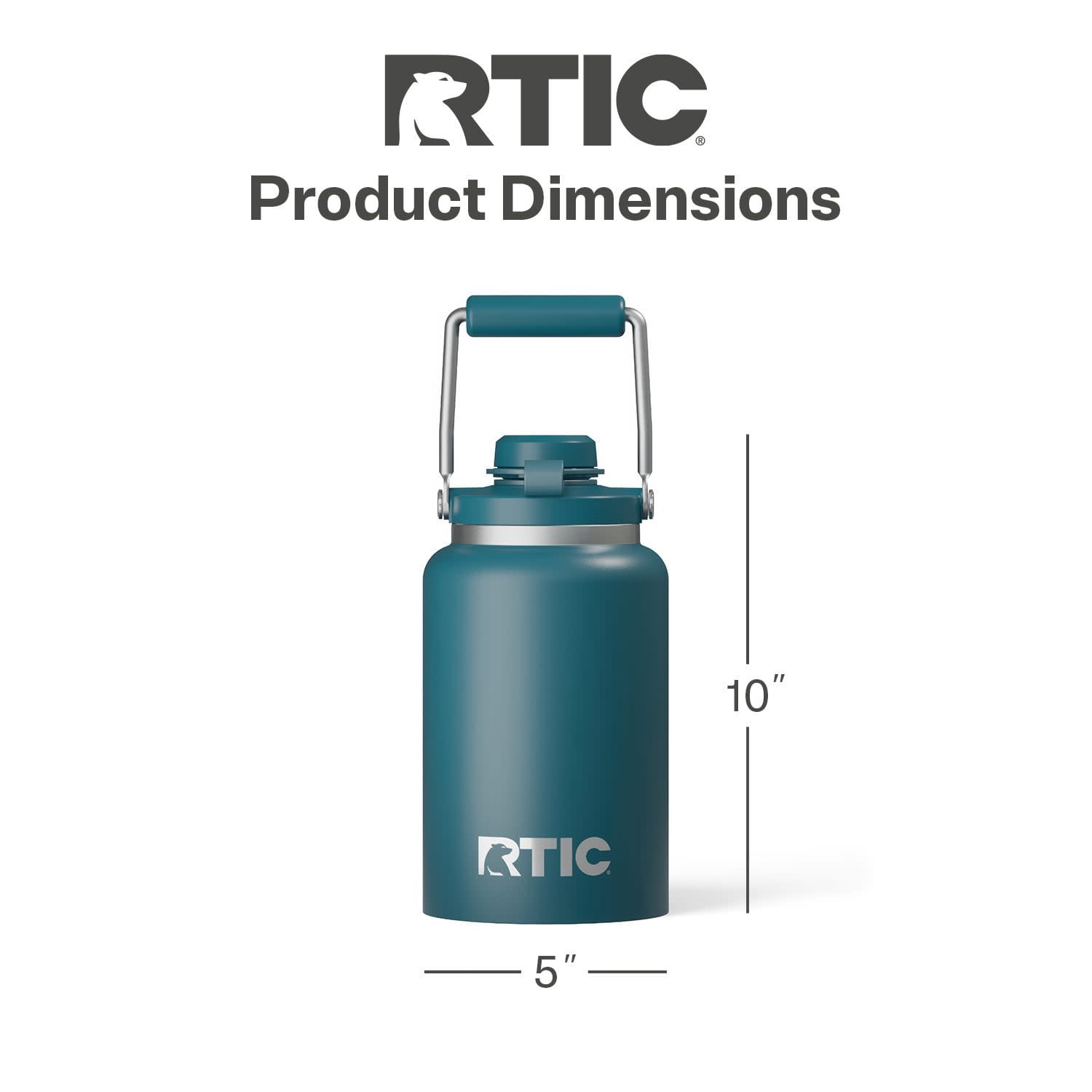 RTIC Half Gallon Ceramic Lined Insulated Outback Water Bottle Jug, Leak Proof, Marine