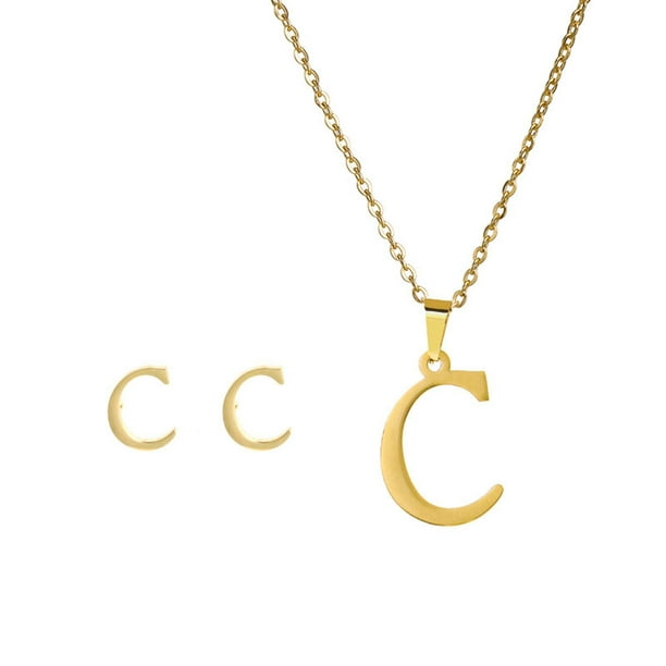 Xihbxyly Conjunto de Collar de Moda, Colgante con Letras En Inglés, Elegante Diseño de Aleación de Oro, Regalo para Mujer, Promoción Publicitaria, Inauguración de Casa, Cumpleaños, Pendientes Compact