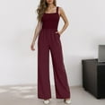 thumbnail image 2 of YFELWZ Combinaisons Sans Manches pour Femmes Grande Taille Petite Régulière T-Shirt Décontracté Ample Jambes Larges Rouge m, 2 of 5