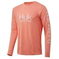 thumbnail image 3 of Huk Men's Icon X Long Sleeve Fishing Shirt with Sun Protection, Peach Pink, Large, 3 of 4