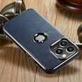 thumbnail image 5 of MOHEYO Shockproof Logo View Cover Metallic Frame Vegan Leather Case for iPhone 13 Pro Max - Black, 5 of 7