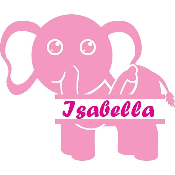 Personalized Name Vinyl Decal Sticker Custom Initial Wall Art Personalization Decor Animal Elephant Baby Nursery Room 15 Inches x 15 Inches