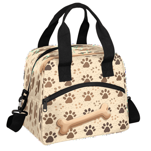 Herdesigns Dog Bones Paw Insulated Lunch Bag for Women Men Adult, Reusable Insulated Cooler Lunch Box Lunch Tote Bag for Work Picnic Beach