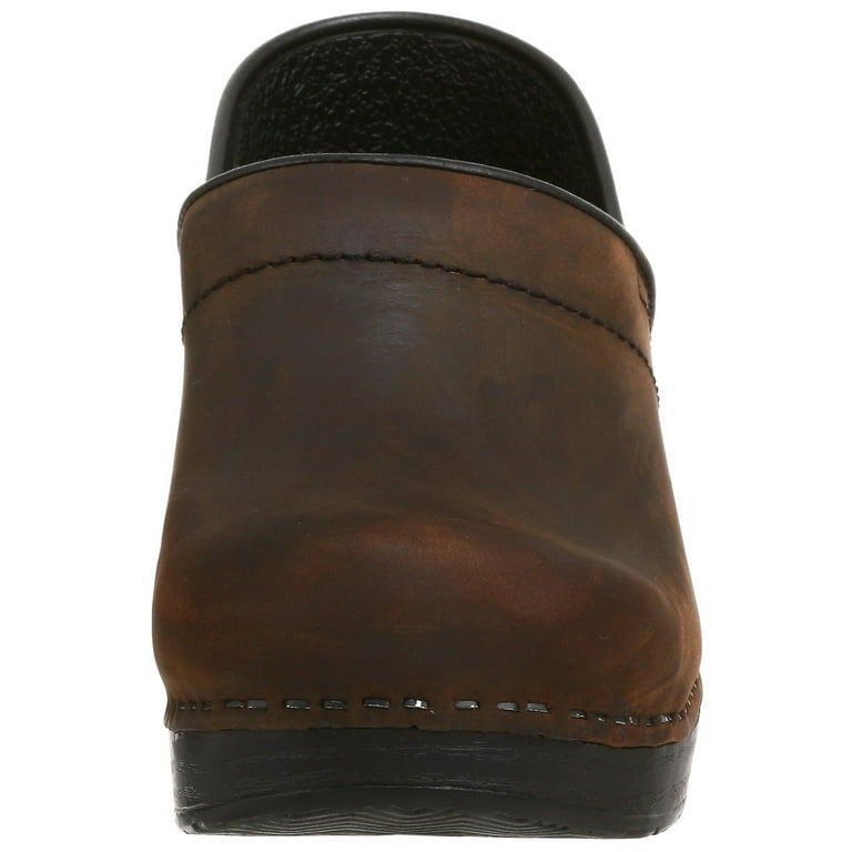 Dansko Women's Professional Clog - Oiled Leather Antique Brown/Black, Comfort Work Shoe With Arch Support