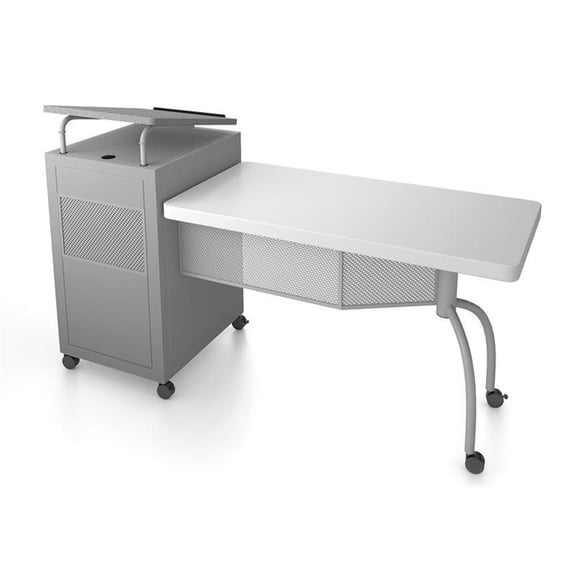 Pemberly Row Contemporary Metal Teacher's Desk and Lectern Combo in Gray