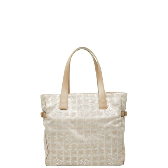 Pre-Owned Chanel New Travel Line Tote GM Bag, Beige, Nylon, Leather, Women's, CHANEL (Good)