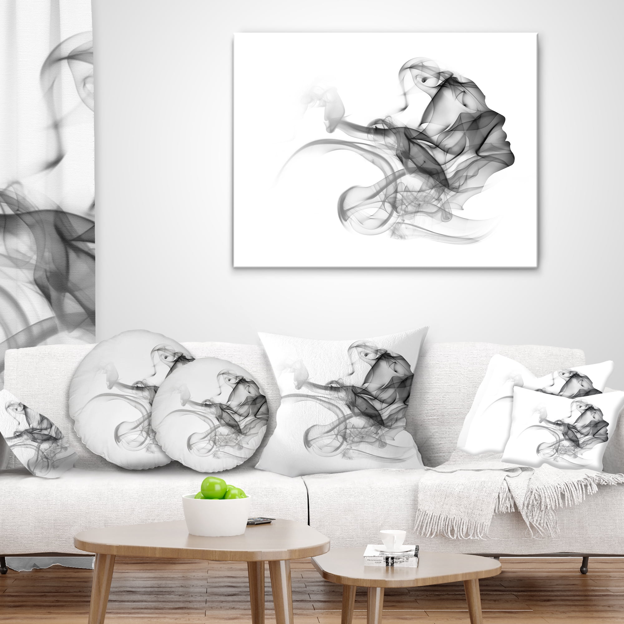 Designart Woman and Smoke Double Exposure - Portrait Throw Pillow - 18x18