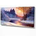 thumbnail image 1 of Designart - Christmas forest with river - Landscapes Painting Print on Wrapped Canvas, 1 of 2