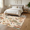 thumbnail image 3 of ODIKA 6'x9' Washable Area Rug Easy Care, Non-Shedding, Cream Floral Elegance with Autumnal Accents Intricate Leaf and Blossom Vintage for Queen Size Bedroom Under Bed Master Suite, 3 of 7
