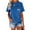 Blue, variant on Women's Summer Short Sleeve T-Shirt with Pockets Letter Print Casual Tee