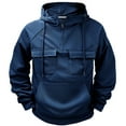 thumbnail image 3 of Jinhomg Men's Winter Outdoor Sweatshirt Thermal Comfy Fleece Lined Cargo Hoodies Big and Tall Casual Solid Long Sleeve Hooded Sweatshirt with Multi Pockets Navy S, 3 of 7